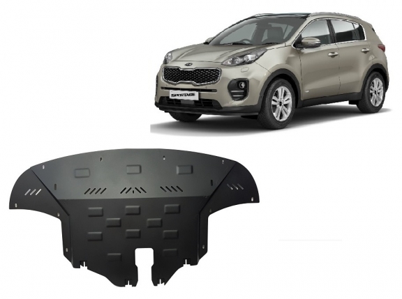 Acél motor, sebességváltó, hűtő, első lökhárító védőlemez Kia Sportage