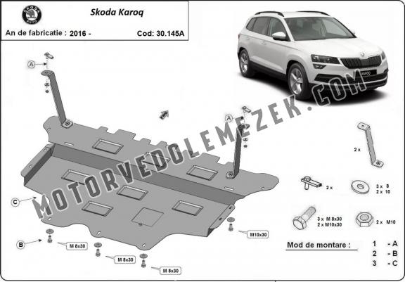 Acél motor, sebbeségváltó, hütő, első lökhárító védőlemez  Skoda Karoq
