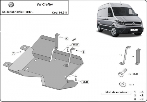 Acél AdBlue tartályvédő lemez Volkswagen Crafter