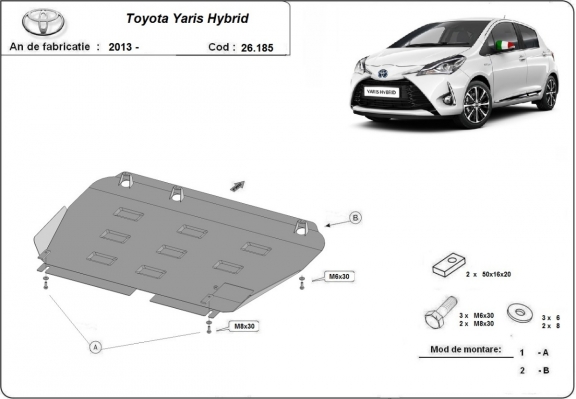 Acél motor, kapcsolószekrény, hűtő védőlemez Toyota Yaris Hybrid