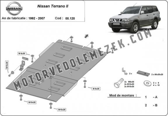 Acél kapcsolószekrény, osztómű védőlemez Nissan Terrano II 