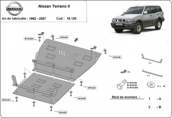 Acél motor, hűtő védőlemez Nissan Terrano II