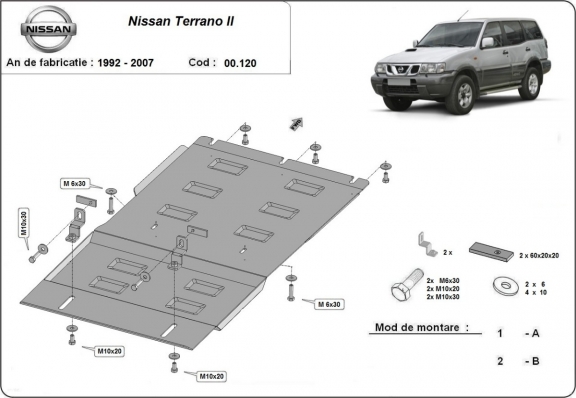 Acél kapcsolószekrény, osztómű védőlemez Nissan Terrano II
