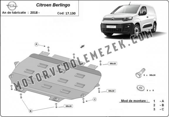 Acél motor, kapcsolószekrény, hütő védőlemez Citroen Berlingo
