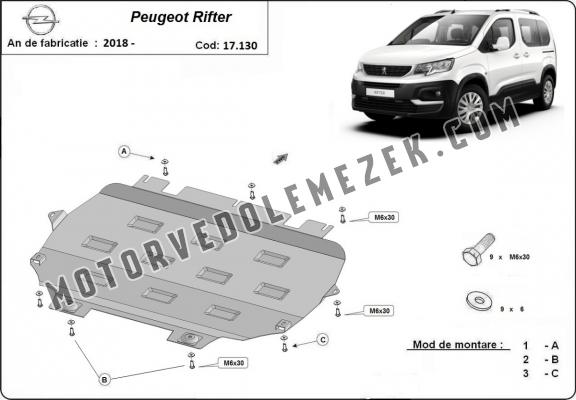 Acél motor, kapcsolószekrény, hütő védőlemez Peugeot Rifter