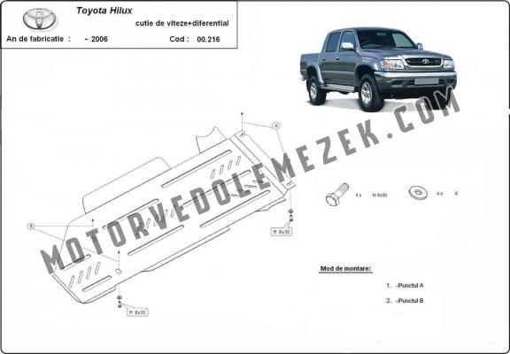 Acél kapcsolószekrény, differenciálmű védőlemez Toyota Hilux