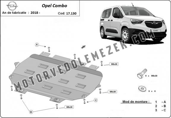 Acél motor, kapcsolószekrény, hütő védőlemez Opel Combo E 