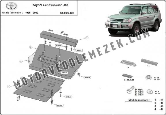 Acél motor, hütő védőlemez Toyota Land Cruiser J90