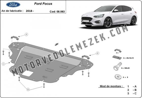 Acél motor, sebbeségváltó, hütő, első lökhárító védőlemez Ford Focus 4
