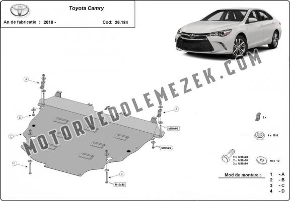 Acél motor, sebességváltó, hűtő, első lökhárító védőlemez Toyota Camry