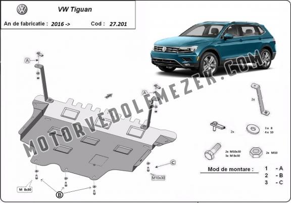 Acél motor, sebbeségváltó, hütő, első lökhárító védőlemez Vw Tiguan