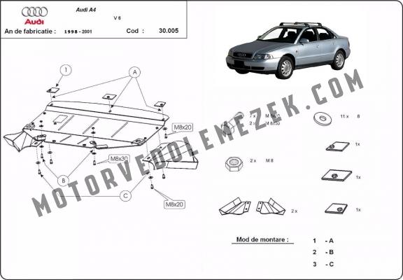 Acél motor, hütő védőlemez Audi A4 B5