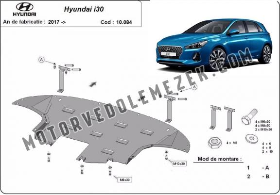 Acél motor, sebbeségváltó, hütő, első lökhárító védőlemez Hyundai I30