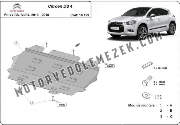 Acél motor, kapcsolószekrény, hütő védőlemez Citroen DS4