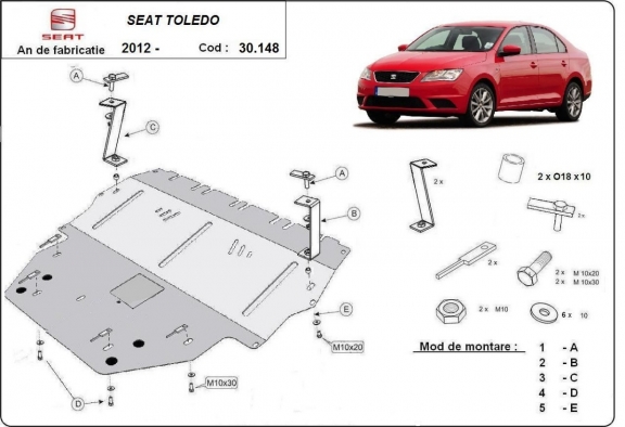 Acél kapcsolószekrény, hűtő védőlemez Seat Toledo 4