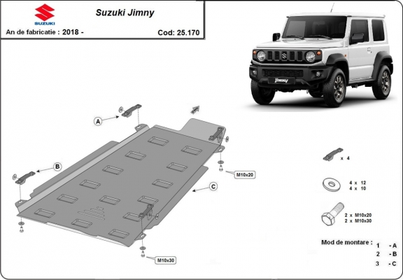 Acél kapcsolószekrény, osztómű védőlemez Suzuki Jimny
