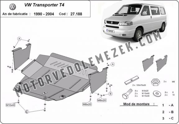 Acél motor, kapcsolószekrény védőlemez Transporter T4 Caravelle