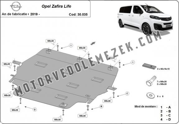 Acél motor, kapcsolószekrény, hütő védőlemez Opel Zafira Life