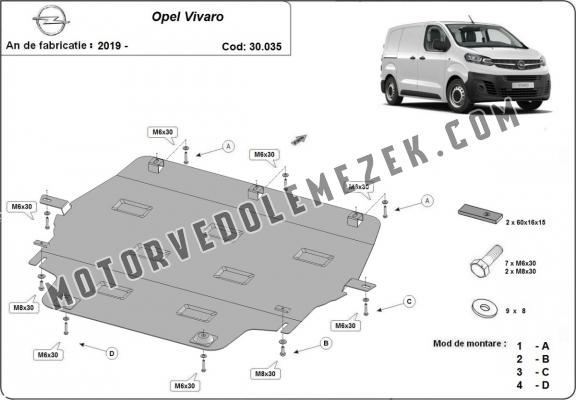 Acél motor, kapcsolószekrény, hütő védőlemez Opel Vivaro C 