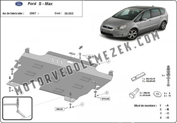 Acél motor, kapcsolószekrény, hütő védőlemez Ford S - Max