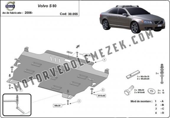 Acél motor, kapcsolószekrény védőlemez Volvo S80
