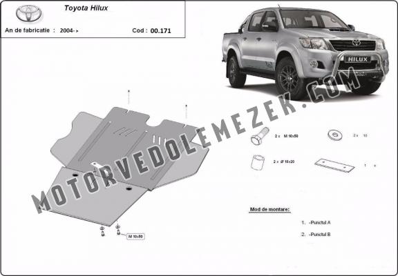 Acél kapcsolószekrény, differenciálmű, részecskeszürő védőlemez Toyota Hilux