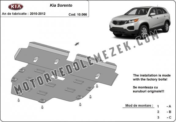 Acél motor, sebbeségváltó, hütő, első lökhárító védőlemez  Kia Sorento XM (Pre-facelift)