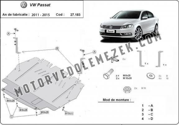 Acél motor, hütő védőlemez VW Passat B7