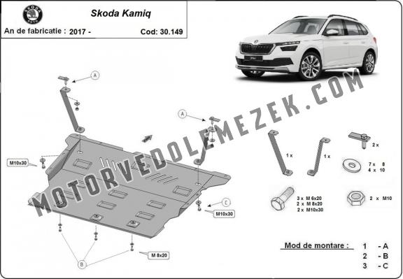 Acél motor, sebbeségváltó, hütő, első lökhárító védőlemez Skoda Kamiq