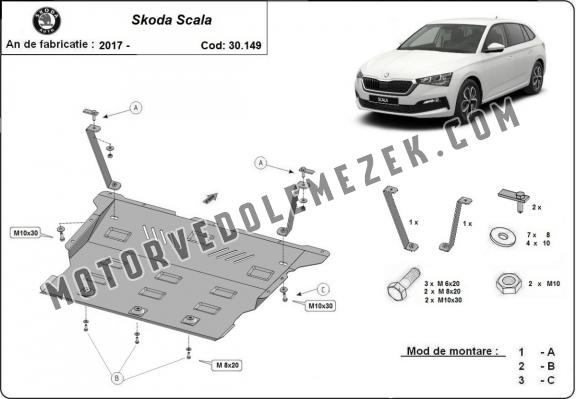 Acél motor, sebbeségváltó, hütő, első lökhárító védőlemez Skoda Scala