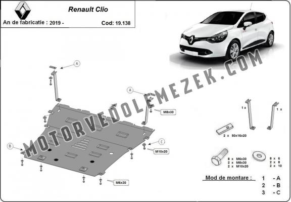 Acél motor, kapcsolószekrény, hütő védőlemez Renault Clio 5