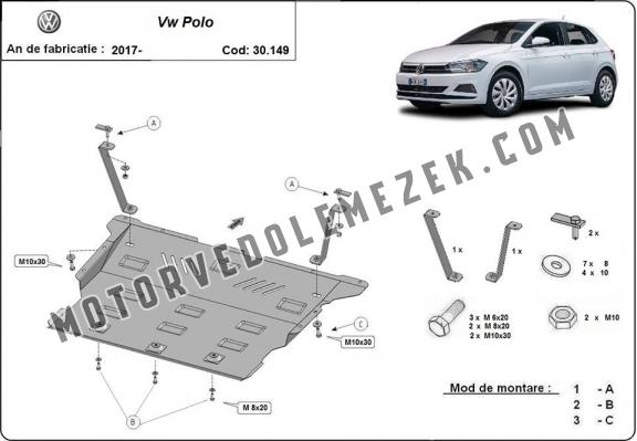 Acél motor, sebbeségváltó, hütő, első lökhárító védőlemez VW Polo