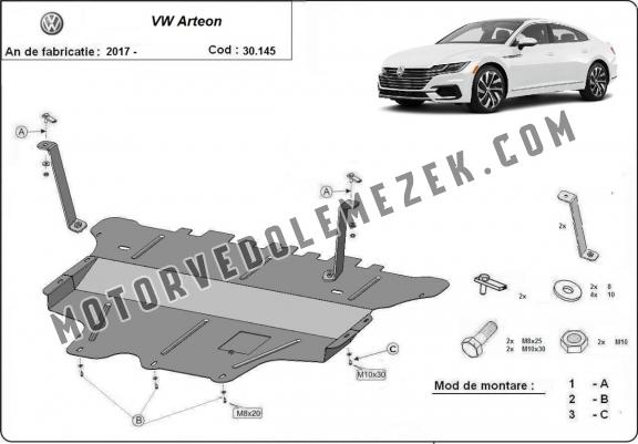 Acél motor, sebbeségváltó, hütő, első lökhárító védőlemez VW Arteon