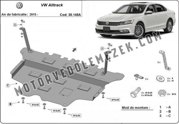 Acél motor, sebbeségváltó, hütő, első lökhárító védőlemez VW Passat Alltrack