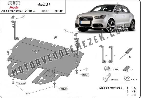 Acél motor, sebességváltó, hűtő, első lökhárító védőlemez Audi A1