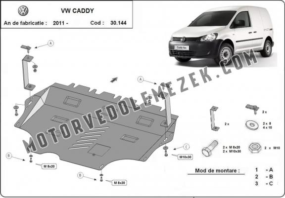 Acél motor, kapcsolószekrény védőlemez VW Caddy