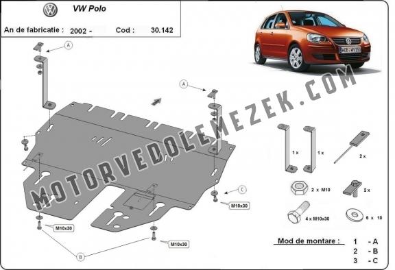 Acél motor, sebbeségváltó, hütő, első lökhárító védőlemez VW Polo