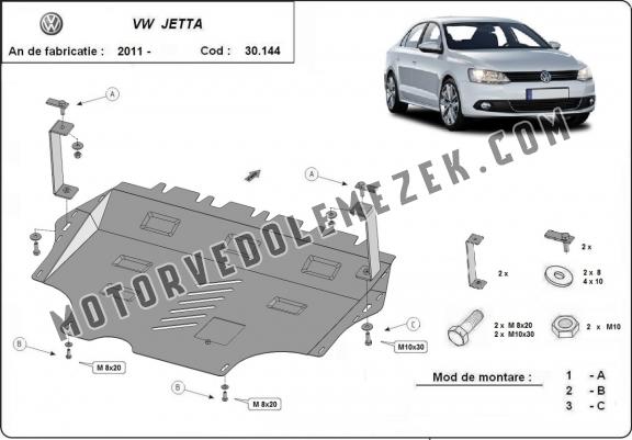 Acél motor, kapcsolószekrény védőlemez Volkswagen VW Jetta