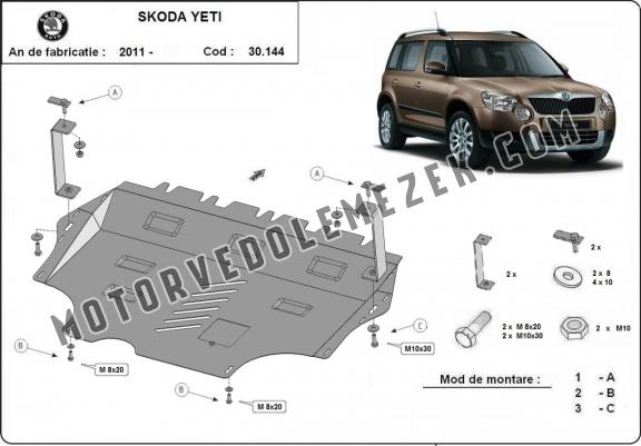 Acél motor, kapcsolószekrény védőlemez Skoda Yeti