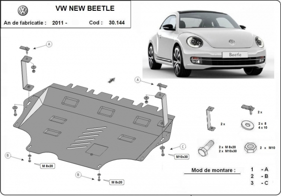 Acél motor, kapcsolószekrény védőlemez Volkswagen New Beetle