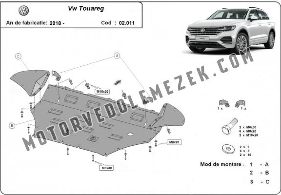 Acél motor, hütő védőlemez Volkswagen Touareg