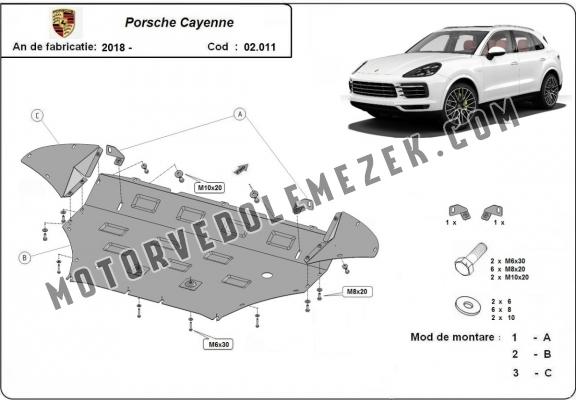 Acél motor, hütő védőlemez Porsche Cayenne