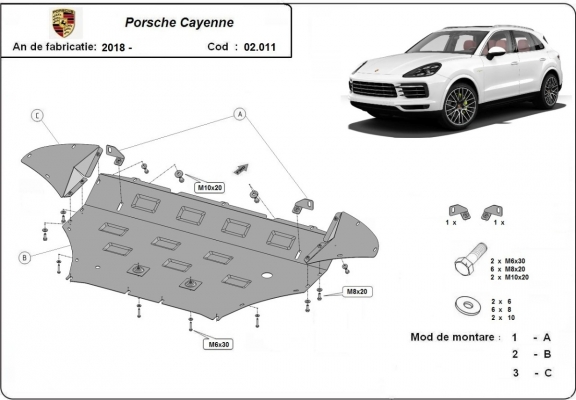 Acél motor, hűtő védőlemez Porsche Cayenne