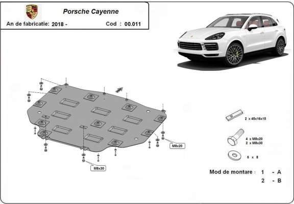 Acél kapcsolószekrény védőlemez Porsche Cayenne