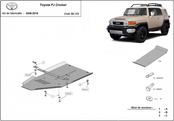 Acél kapcsolószekrény védőlemez Toyota Fj Cruiser