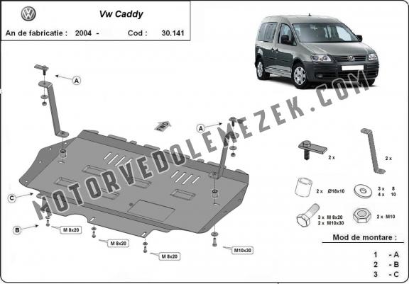 Acél motor, kapcsolószekrény, hütő védőlemez VW Caddy