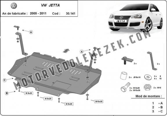 Acél kapcsolószekrény, hütő védőlemez  VW Jetta