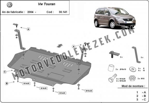 Acél motor, kapcsolószekrény, hütő védőlemez Volkswagen Touran