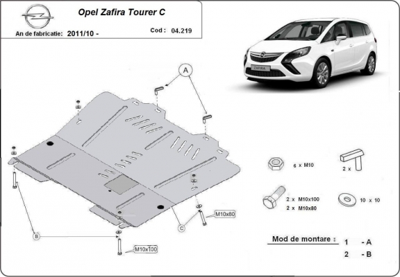 Acél motor, kapcsolószekrény, hűtő védőlemez Opel Zafira C