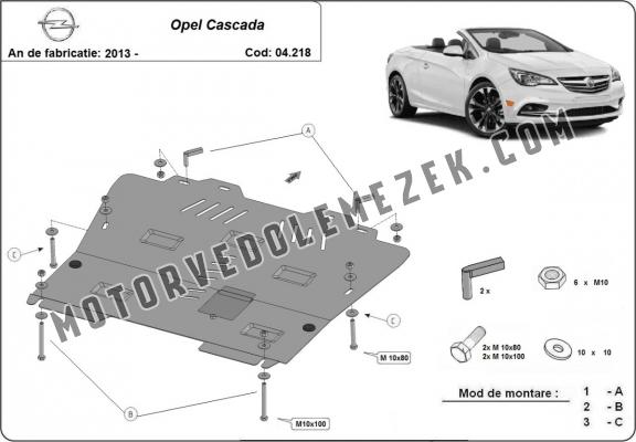 Acél motor, kapcsolószekrény, hütő védőlemez Opel Cascada